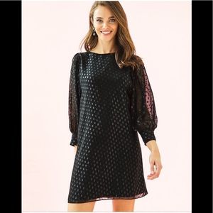 Lilly Pulitzer Black Sheer Dot Long-Sleeve Shift Dress